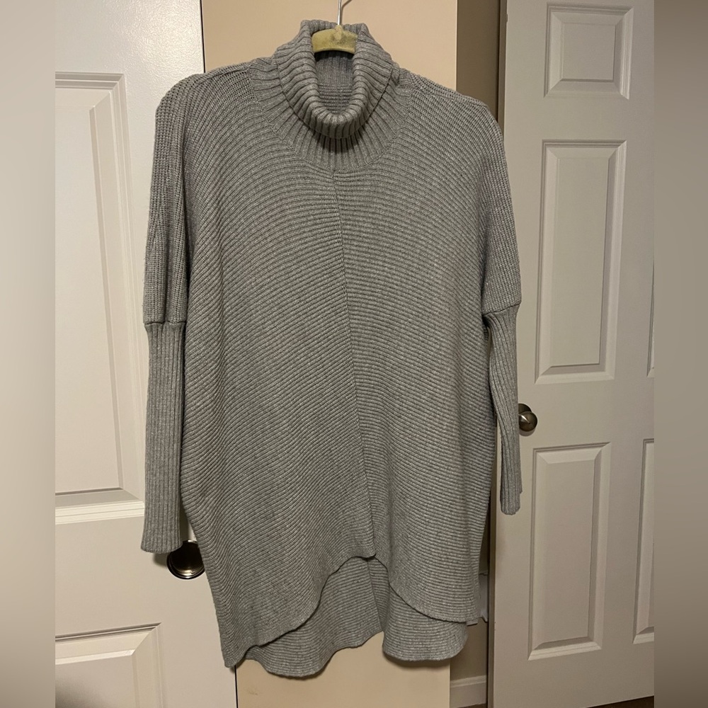 Nulibenna Womens Turtleneck Long Batwing Sleeve Knit Sweater Asymmetric Hem